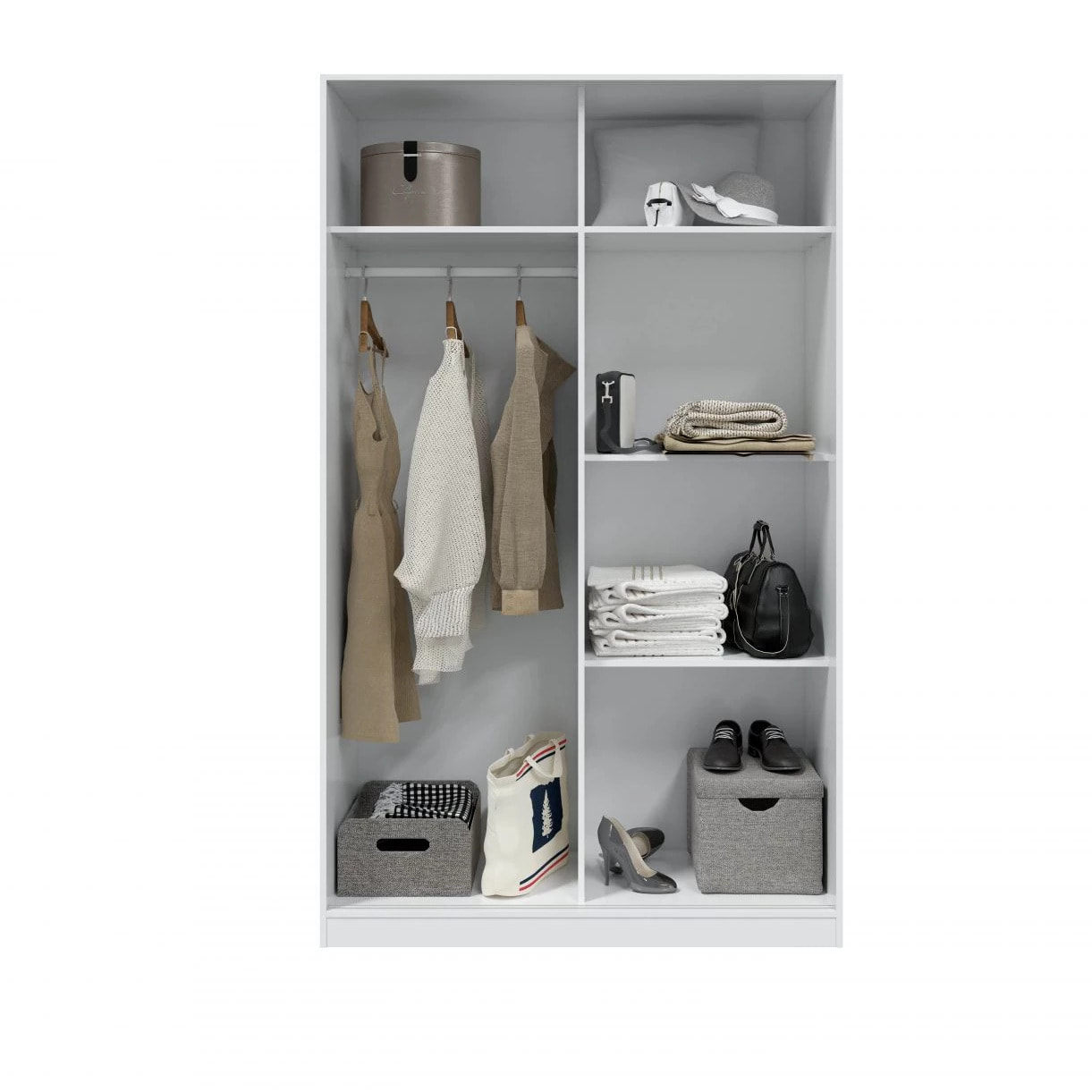 Armario de puertas correderas en blanco mate y gris cemento 120x200 cm Show Blanco Artik (Blanco Mate) - Gris Cemento