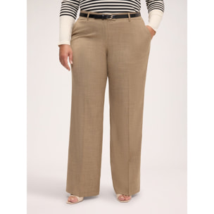 Fiorella Rubino - Pantaloni Wide Leg con cintura - Beige