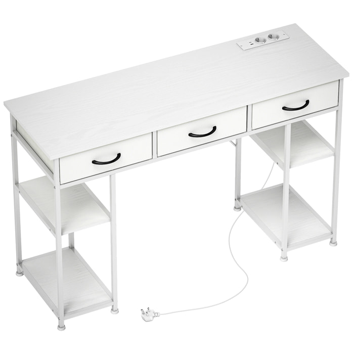 Bureau informatique multi-rangement 2 prises USB 2 prises secteur dim. 120 x 40 x 76 cm blanc