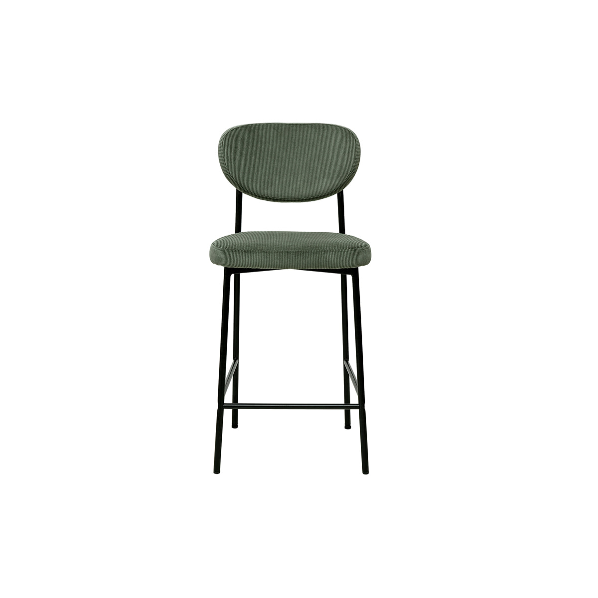 Tabourets de bar fixes en tissu velours côtelé vert kaki H65 cm (lot de 2) BREKA