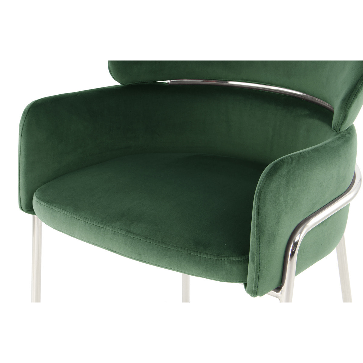 Sedia di design Corey in velluto verde e acciaio