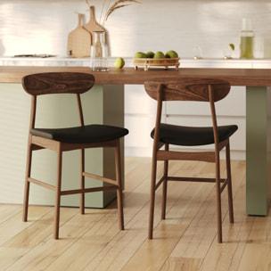 Lot de 2 chaises pour îlot central en cuir synthétique noir 66 cm - Lana