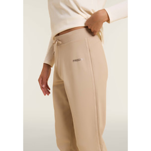 Pantaloni con fondo a costina e bande logate