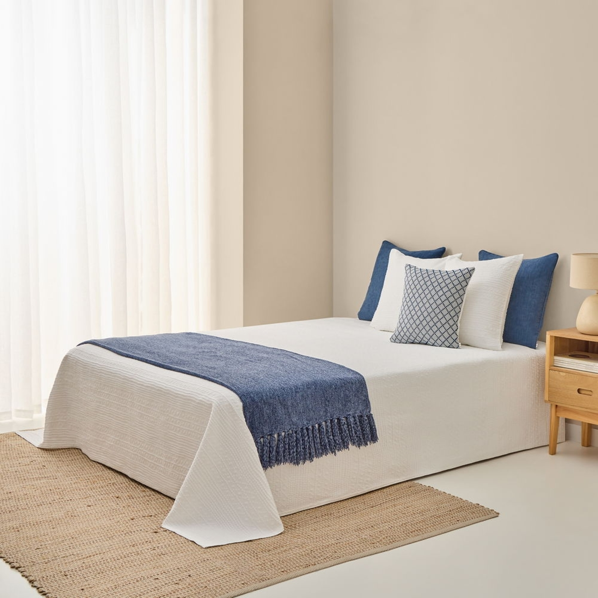 Colcha de algodón Jacquard Drite color blanco 100% Algodón