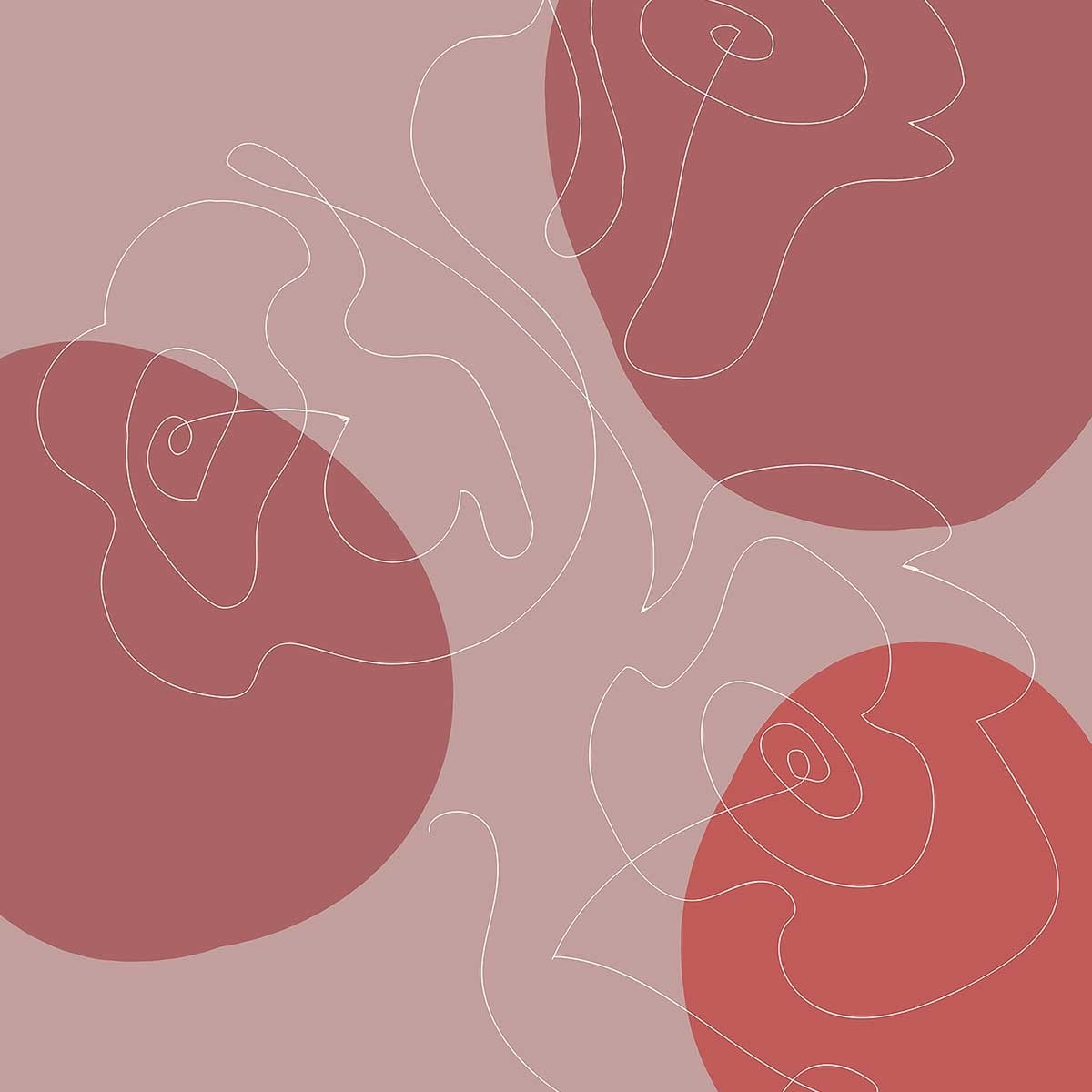 Affiche Line art et courbe rose Affiche + cadre en bois - Chêne