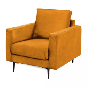 Fauteuil Caruso Velours Jaune - 1 Place