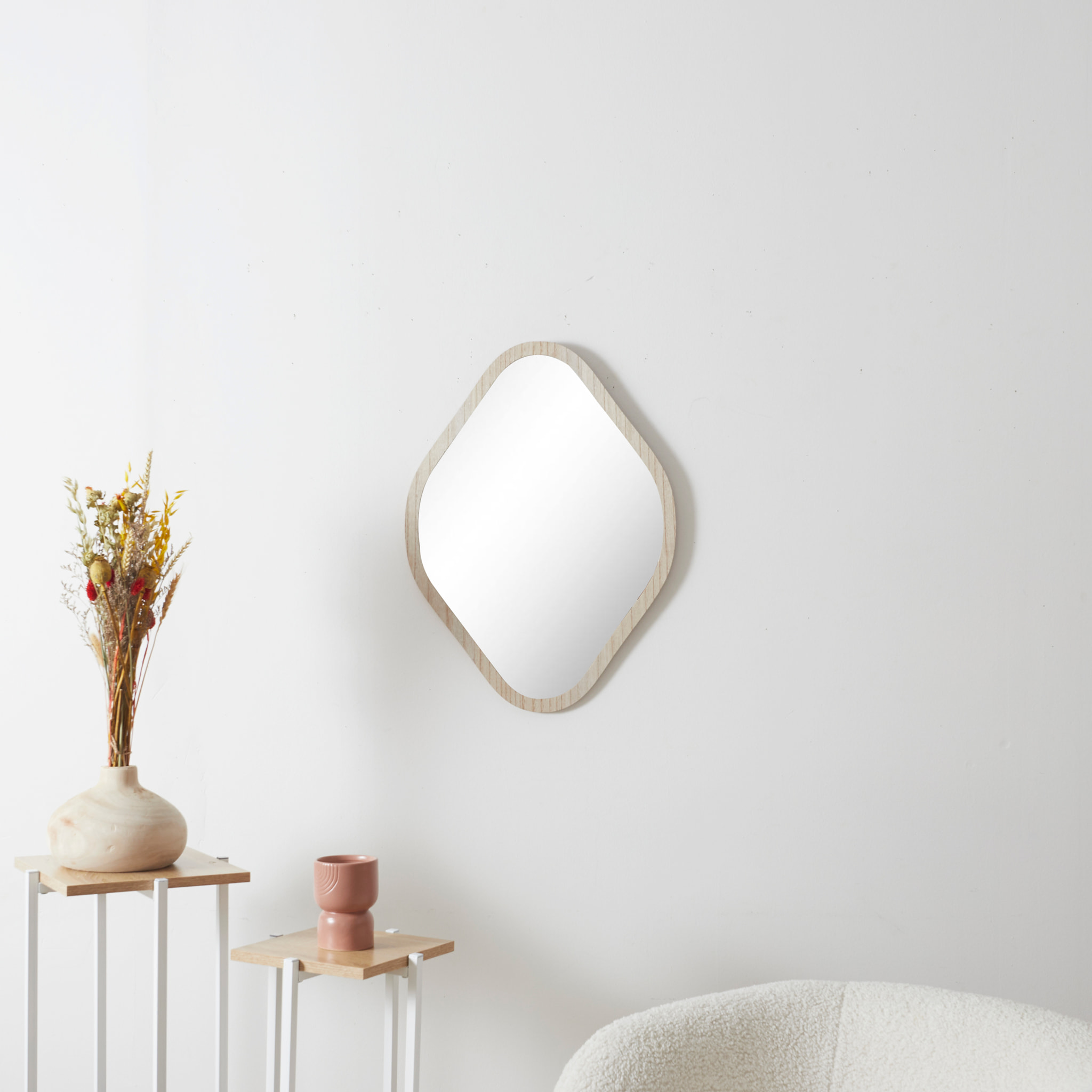 Miroir Deco Contour Bois Losange H60cm Elio