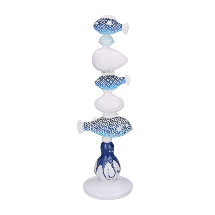 Decorazione Mare in resina bianco, azzurro e blu cm14x13,5h45,5