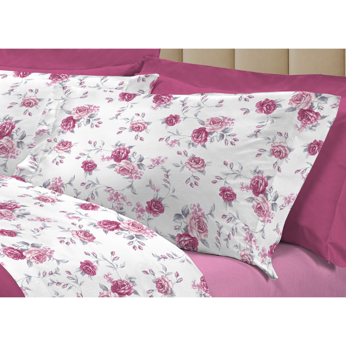 Completo Lenzuola 100% Cotone Linea 3027 Sanderson Rosa