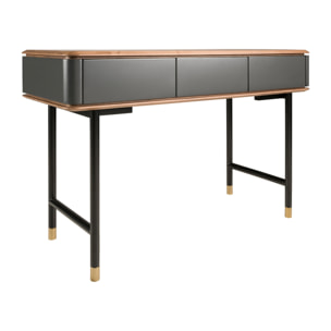 Consola Angel Cerdá rectangular en madera de MDF gris oscuro en mate y tapa de madera chapada en nogal 120x50x80cm