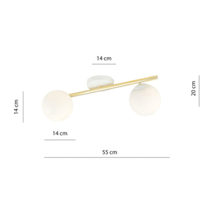 Lampada a sospensione SPLENDI in acciaio oro e vetro bianco