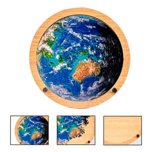 Puzzle e cornice in legno con 34 pezzi. Design Terra.