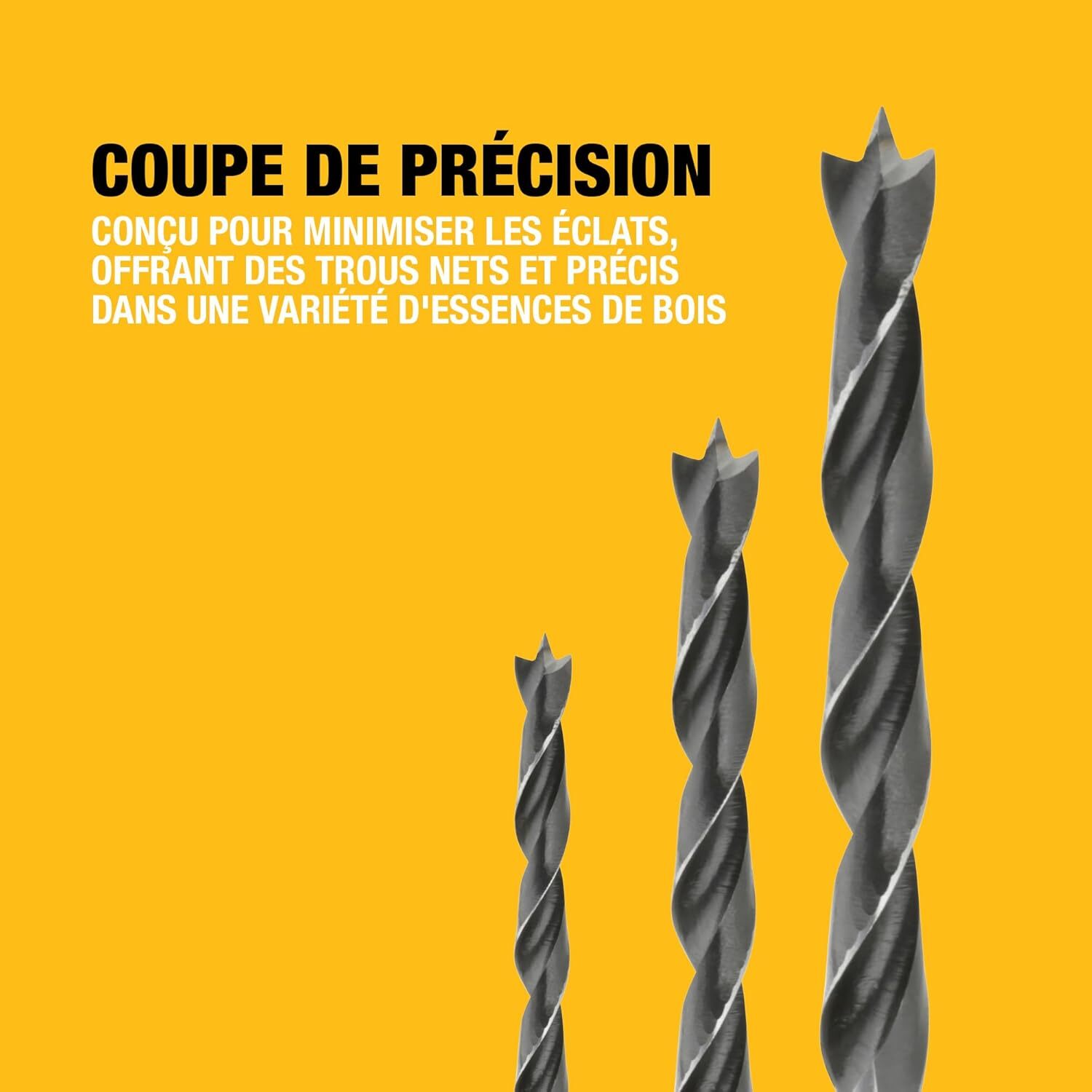 Coffret plastique de 5 mèches à bois 3 pointes - DEWALT - DT4535-QZ