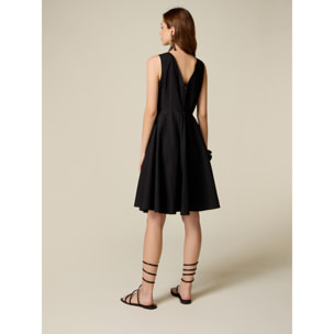 Oltre - Vestito flare in popeline con fiore - Nero