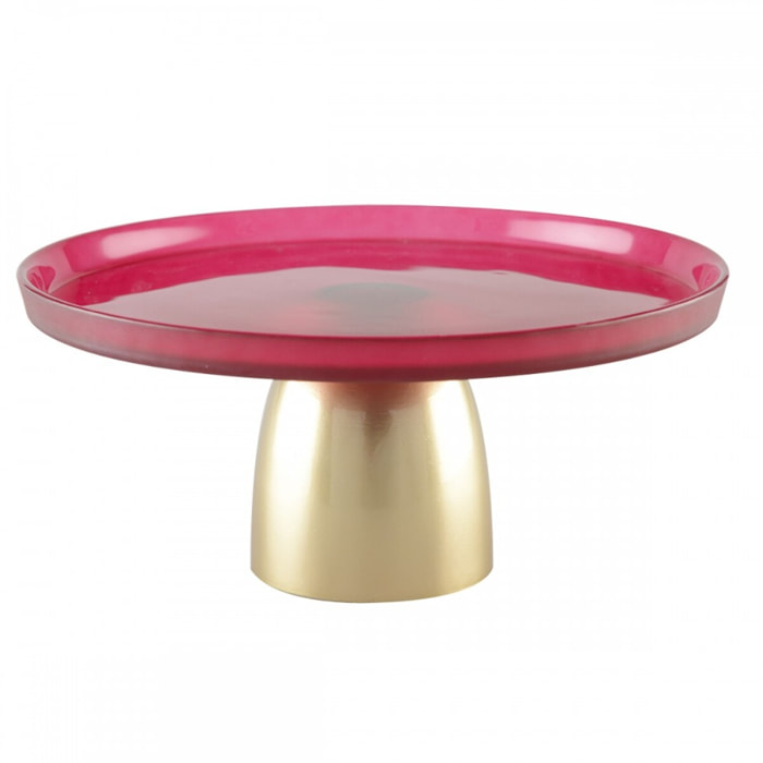 Plat à gâteaux framboise sur pied dore 28cm