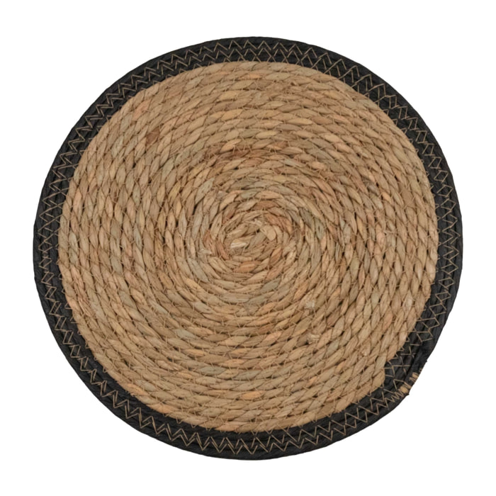 Set de table rond en jute rigide tressée - Noir
