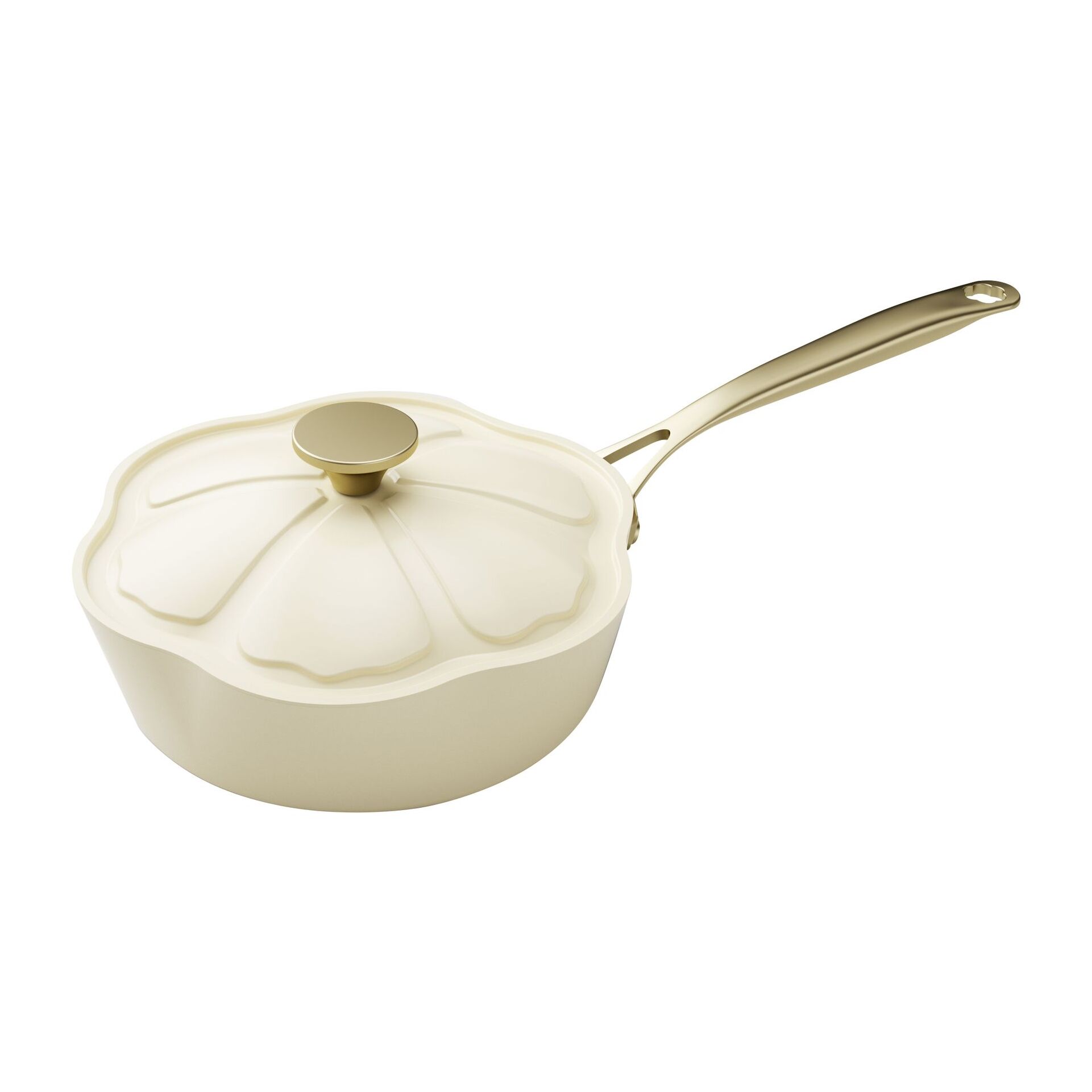 Sauteuse en aluminium recyclé beige 24cm en forme de fleur DAHLIA