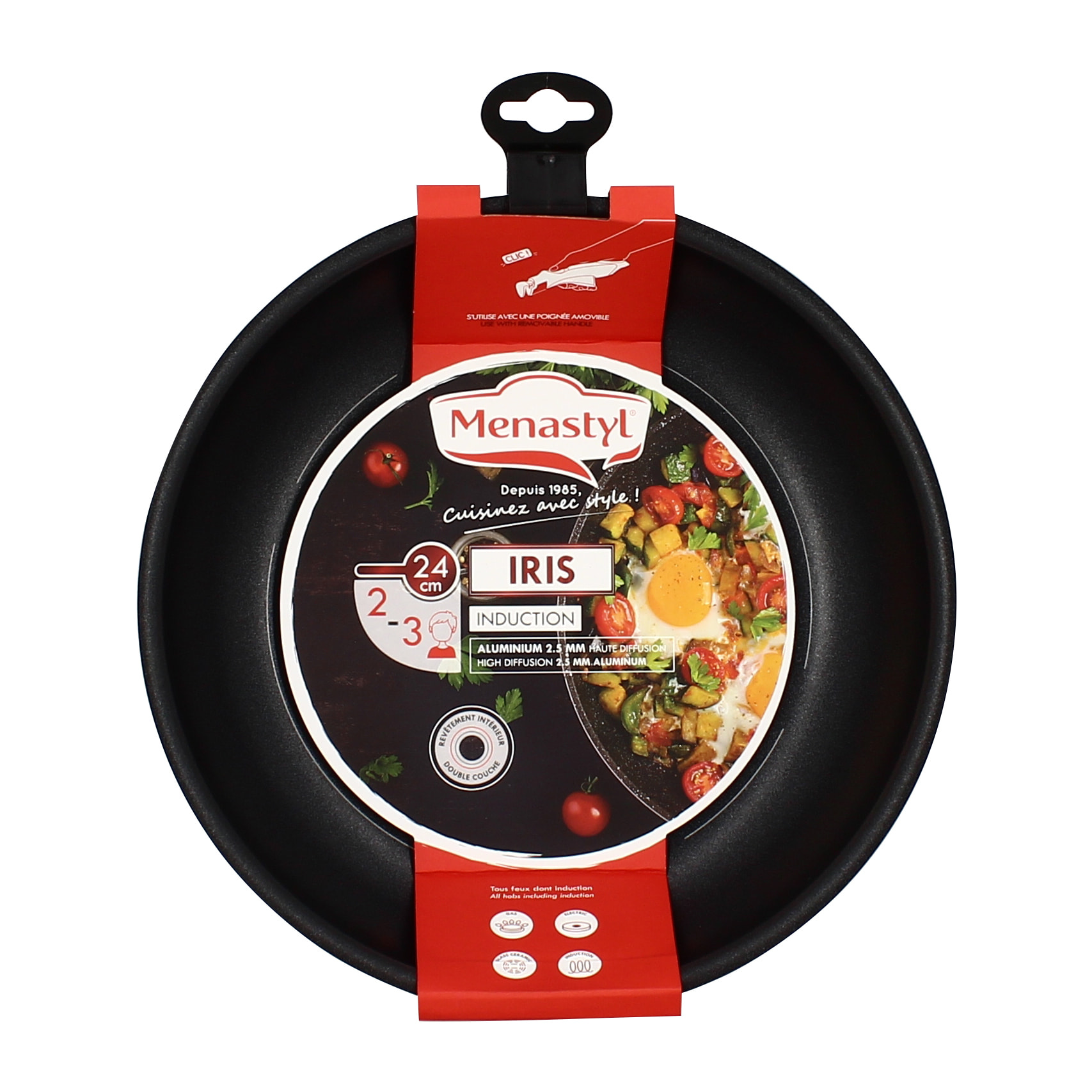 Poêle amovible en aluminium 24cm - tous feux IRIS ALU