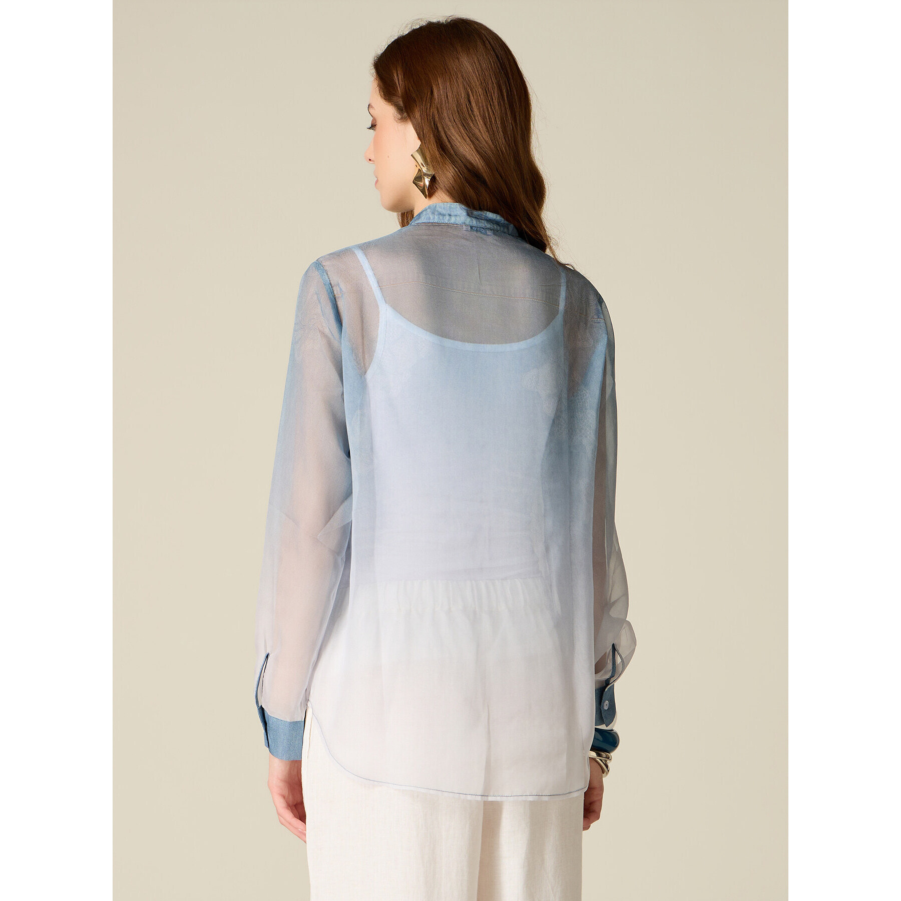 Oltre - Camisa en georgette degradado - Light - blue