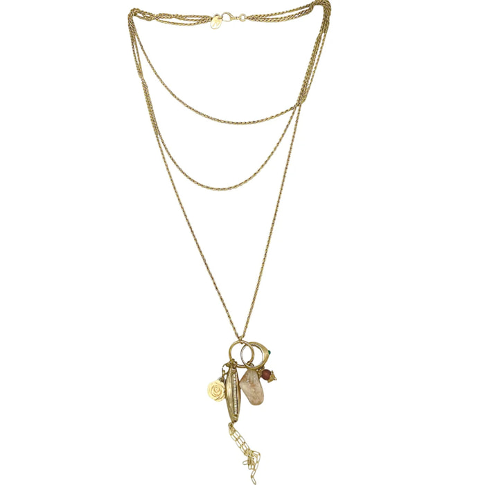 Collar Trinity Drift en dorado chapado latón charms