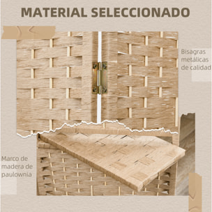 Biombo Separador de Ambientes de 4 Paneles 160x170 cm con 2 Estantes de Exhibición Pantalla de Privacidad Plegable Divisor para Oficina Dormitorio Natural