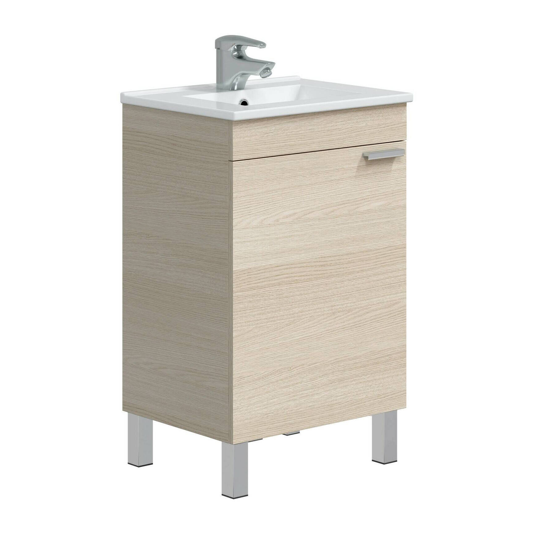 Mobile sottolavabo Iselle, Mobiletto da bagno, Contenitore porta lavabo, Armadio per lavandino, 50x39 h80 cm, Rovere