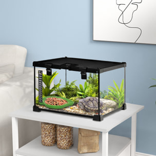 Terrarium en verre couvercle grillagé coulissant verrouillable distributeur eau thermomètre inclus