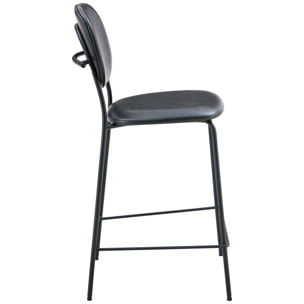 Lot de 2 tabourets de bar en simili noir EDMOND