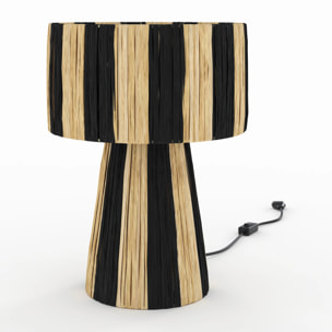 Lampe rayée noire en feuille de palmier - Soléa