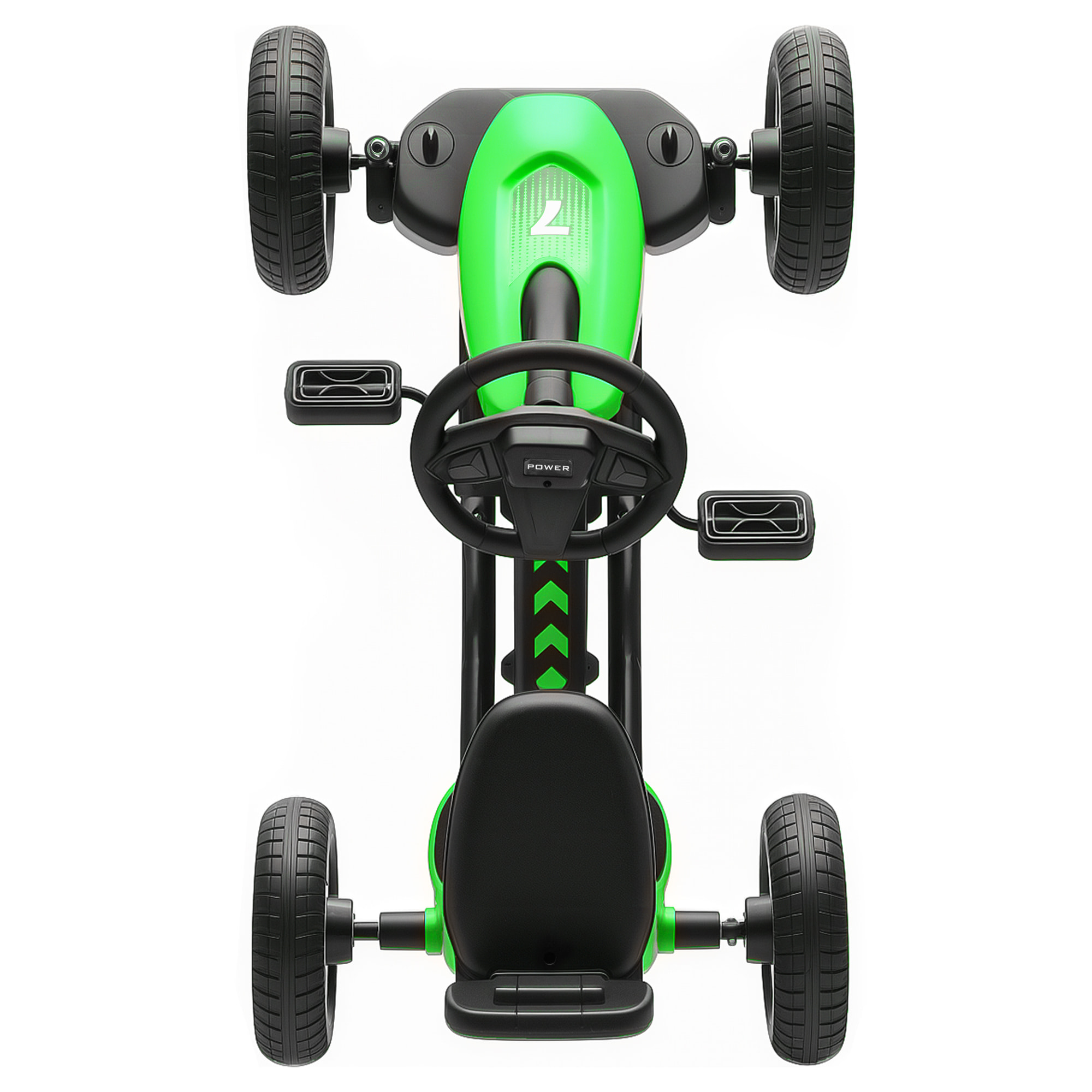 Kart à pédales enfant - Go Kart - carter chaine fermé - marche AV AR - métal plastique noir vert