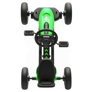Kart à pédales enfant - Go Kart - carter chaine fermé - marche AV AR - métal plastique noir vert
