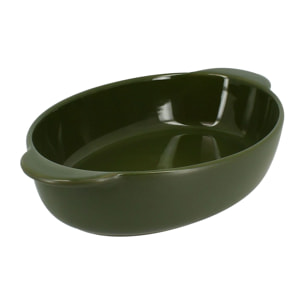 Plat à four ovale en grès vert OCTAVE