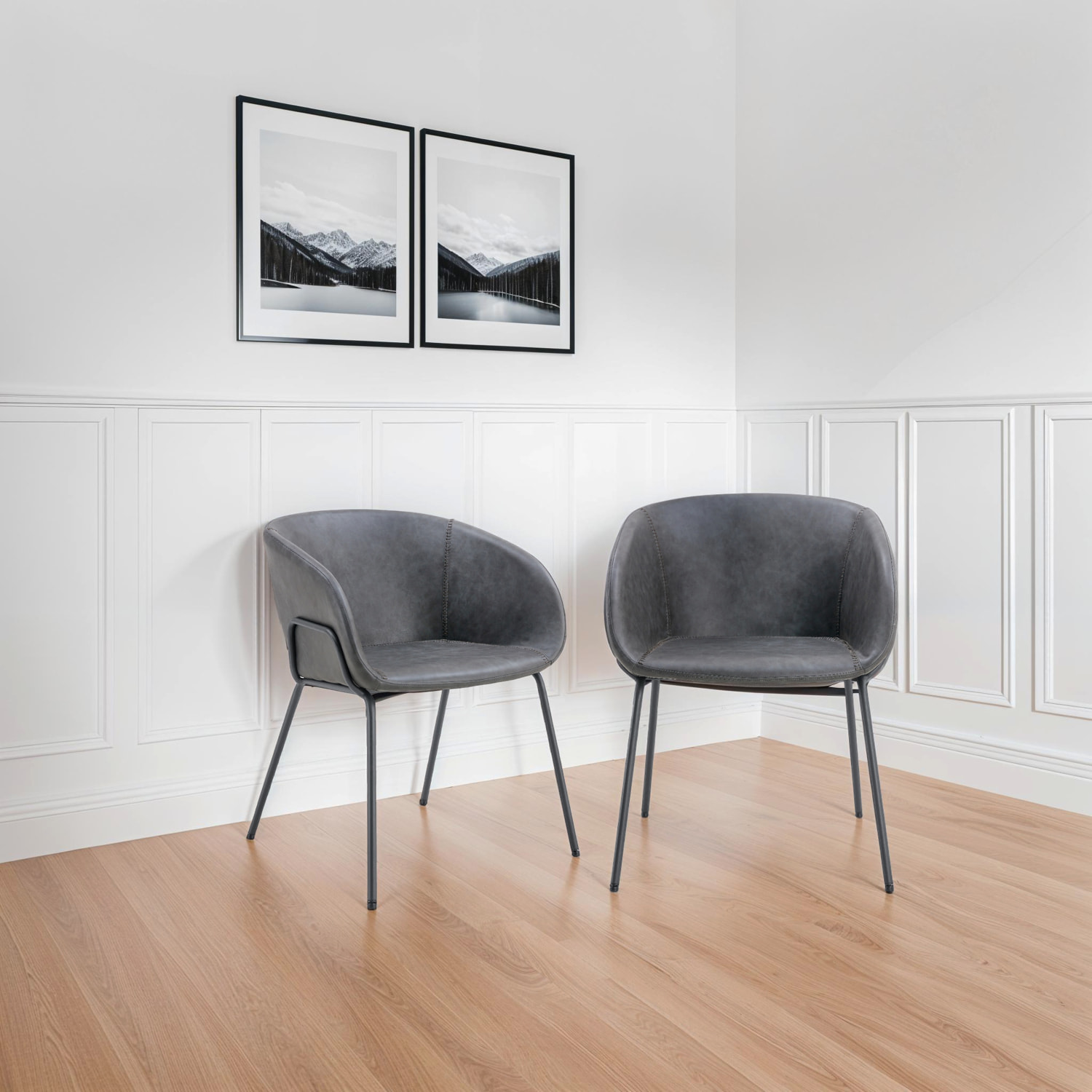 Lot de 2 chaises en simili gris foncé ANDRÉ