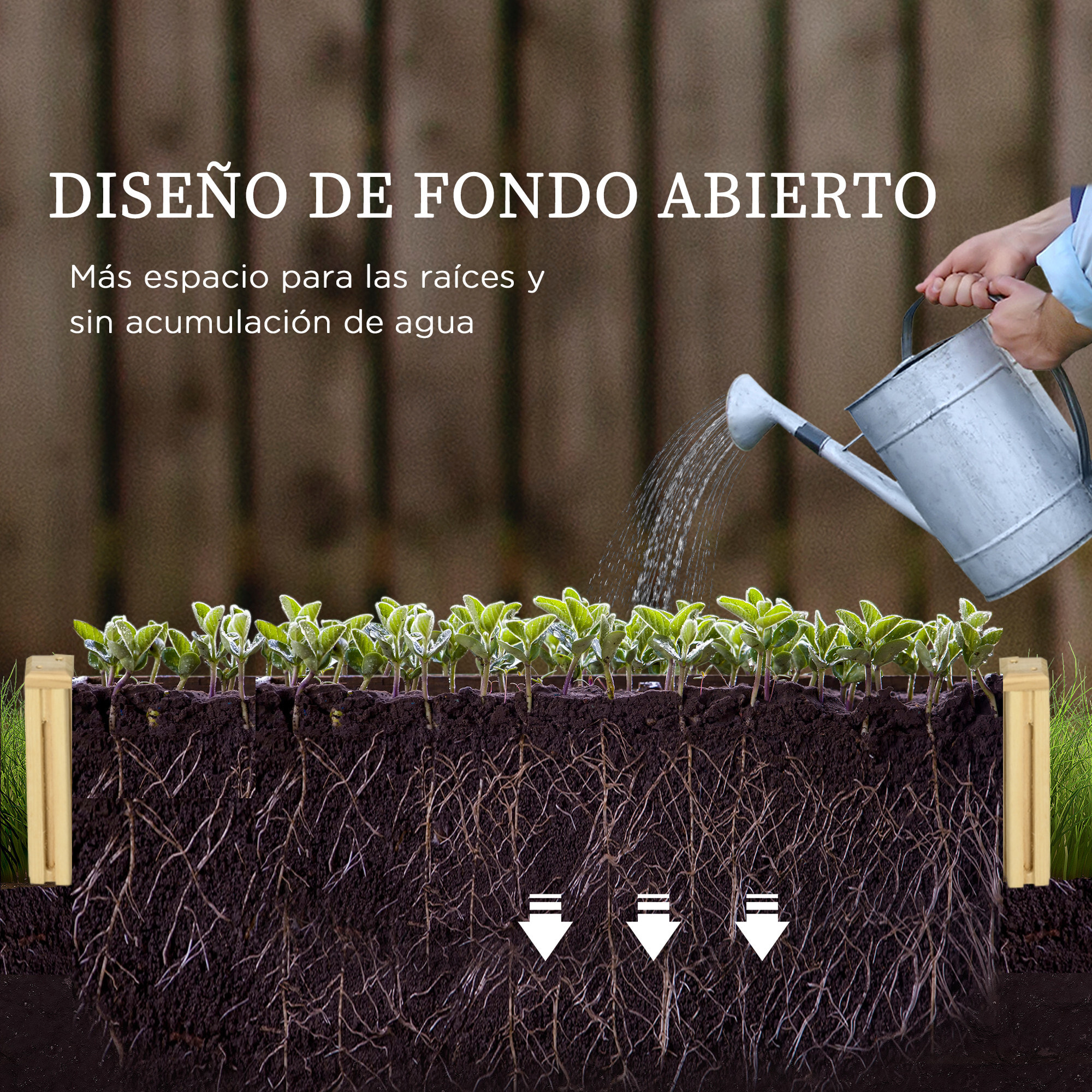 Jardinera Exterior Grande de Madera Jardinera con Celosía para Plantas Trepadoras y 2 Cajas de Cultivo para Patio Terraza Balcón 230x60x110 cm Natural