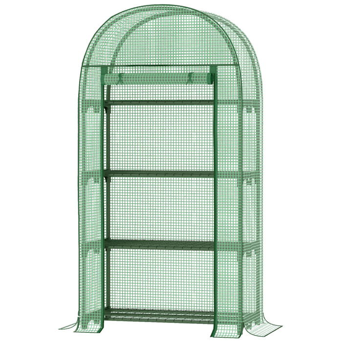 Serre de jardin serre de balcon 4 étagères métal porte zippée enroulable 80 x 49 x 160 cm PE vert