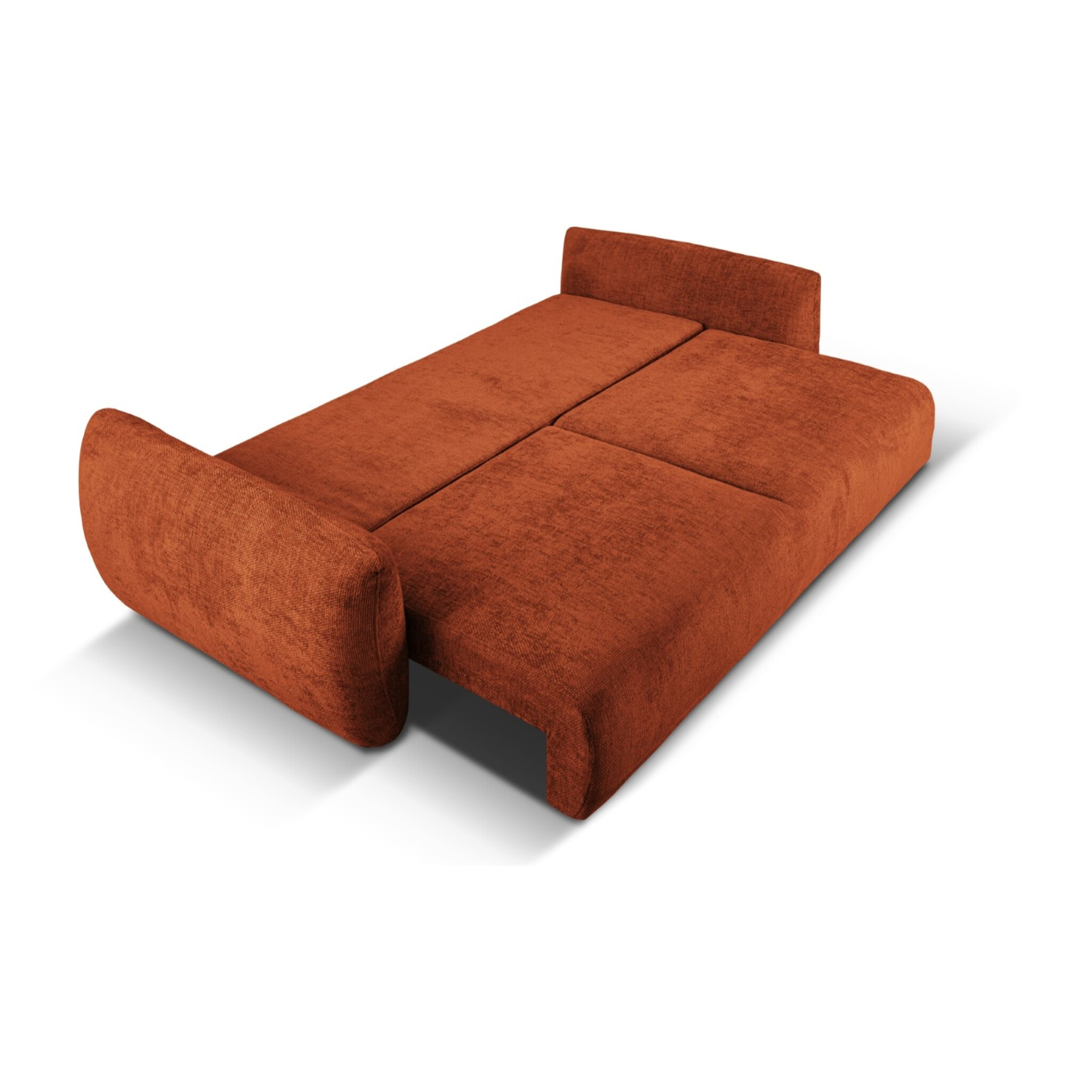Canapé convertible avec coffre de rangement "Matera" 3 places en chenille terracotta