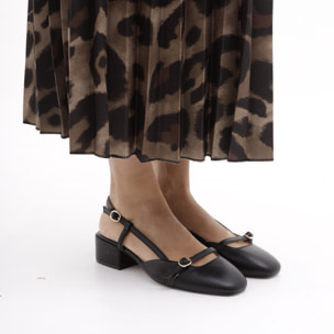 SLINGBACK BASSA CINTURINO CHOCOLA' NERO