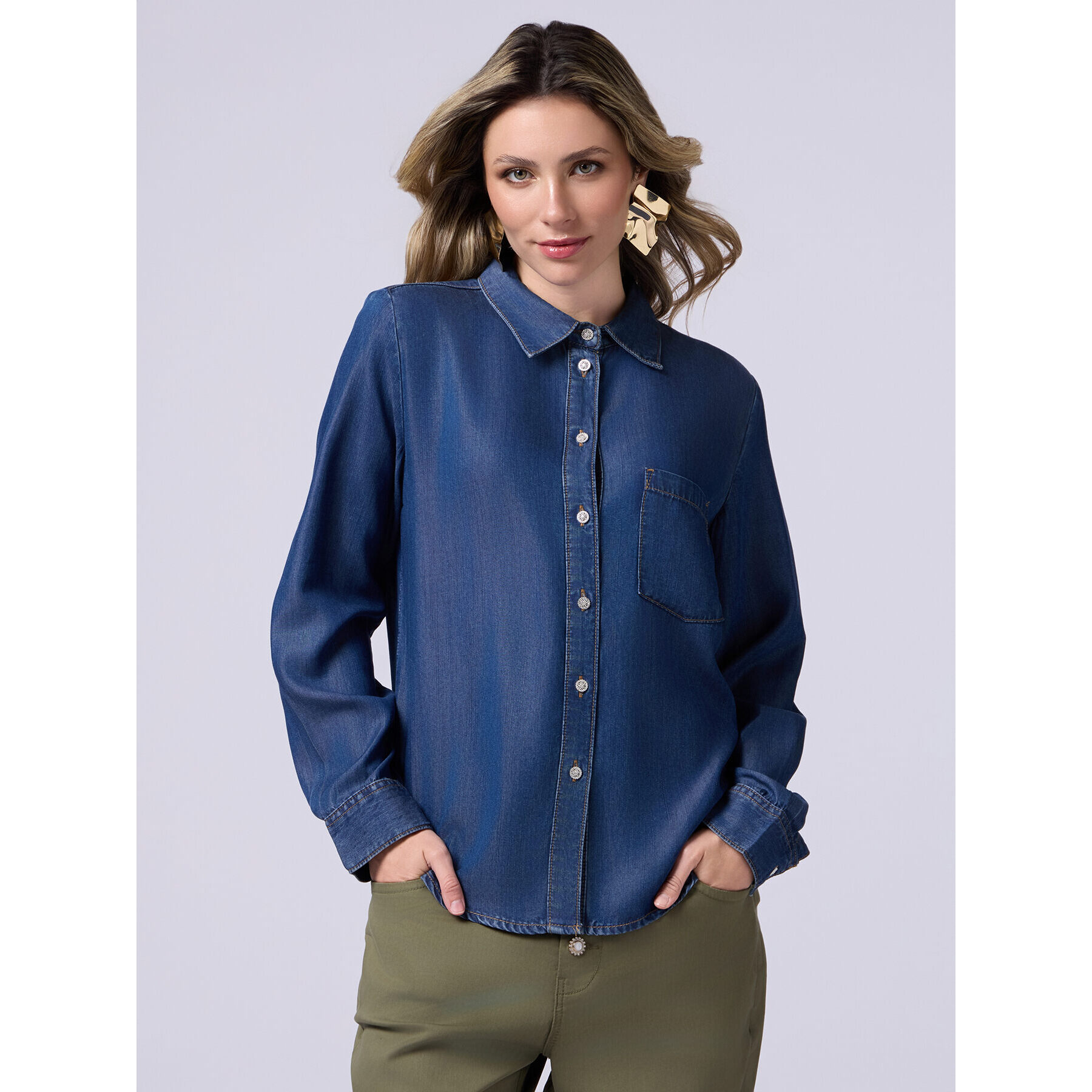 Oltre - Camicia in tencel - Blu