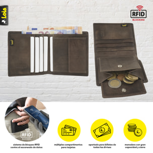 Cartera Hombre Piel Lois Elk Marron Oscuro