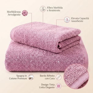 INTRECCI HOME Set Bagno Asciugamani Viso e Ospite, in Puro Cotone 500 g, Morbidezza Extra, Assorbenza Superiore