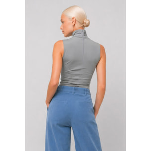 Kocca - Blusa a body senza maniche con collo alto e incrocio Donna