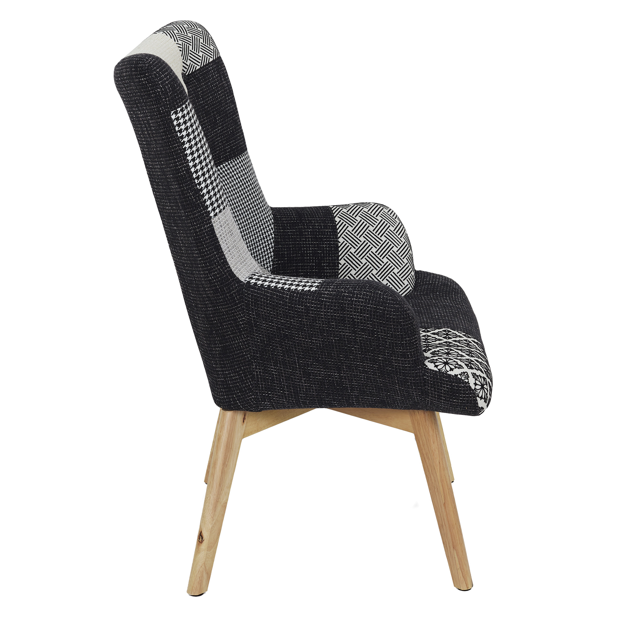Fauteuil Helsinki Patchwork Noir Et Blanc