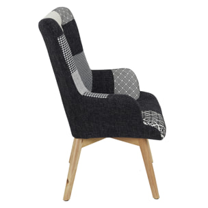 Fauteuil Helsinki Patchwork Noir Et Blanc