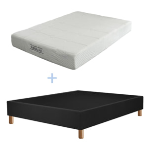 Ensemble Matelas Superluxe avec son sommier | Mémoire de forme Thermo-viscoélastique alvéolée | Cadre à lattes | Tissu | Gris foncé