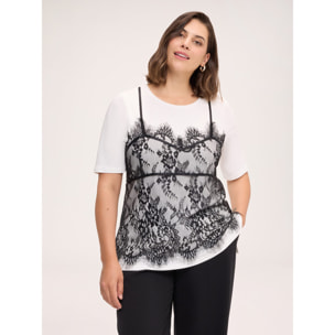 Fiorella Rubino - Camiseta con top de encaje - Blanco