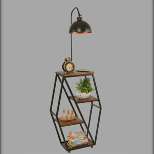 Lámpara de pie con metal pantalla redonda, negra, colección Victoria, 38x25x165, casquillo E 27 Max 60 W