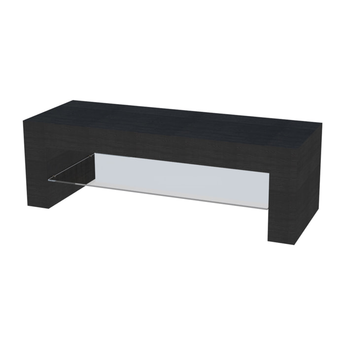 Mobile TV Salotto Soggiorno Ripiano In Vetro Base Televisione Design Arredamento Casa Moderno Ed Elegante Lujan 112 x 40 x 36 cm nero frassino