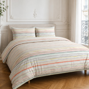 Parure housse de couette en coton rayures mutilcolore, Painterly Stripe