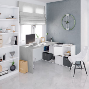 Mesa Escritorio Office 74x136x139 Cm Blanco Artik Y Cemento