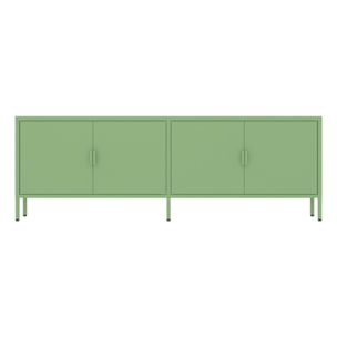 Mobile tv basso in metallo 4 ante 162x40x57 cm verde - Pop